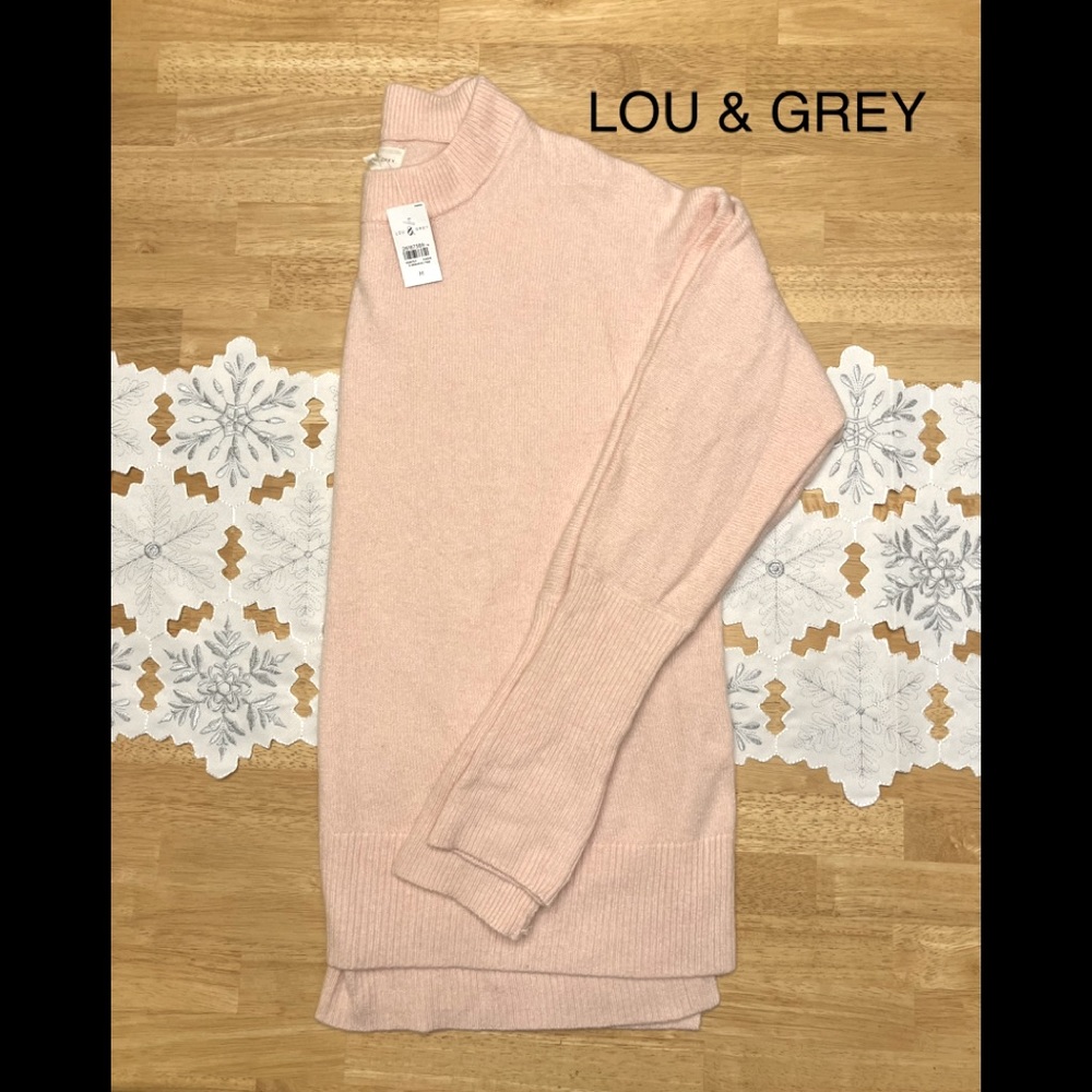 NWT    LOU & GREY Cozy Pink High-Low Long sleeved Sweater, Medium